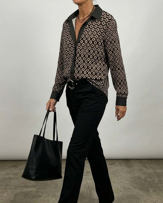 Hemd Geometrisch Colorblock Patchwork