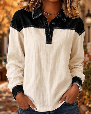 Bluse Farbblock Reverskragen