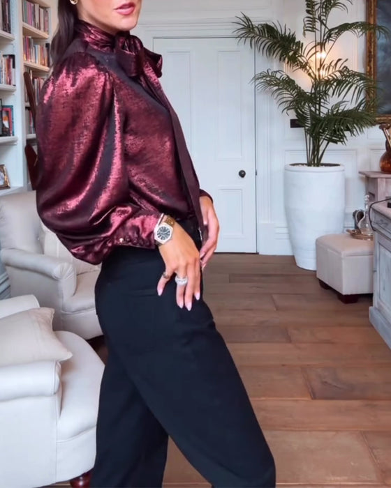 Bluse Puffärmel Flatterband Vornehm