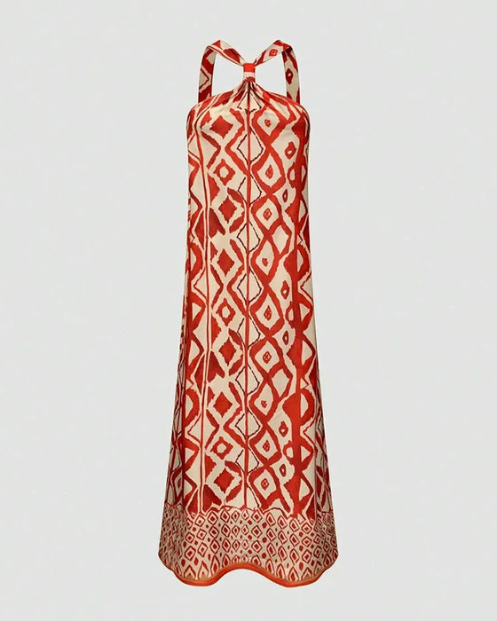 Kleid Halterausschnitt Bohemian Print