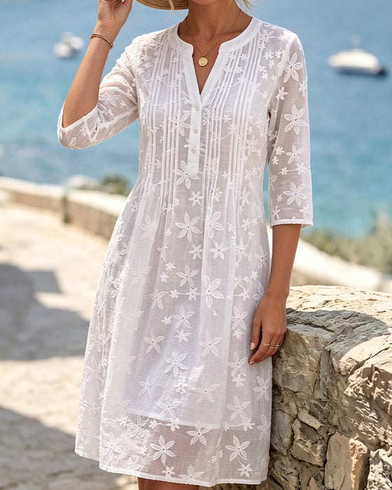 Kleid V-Ausschnitt Einfarbig