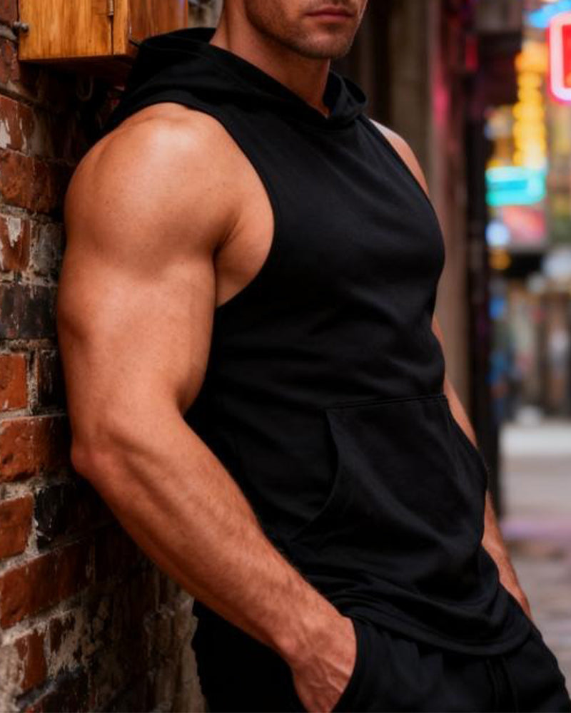 Tank Top Herren Kapuze Tasche
