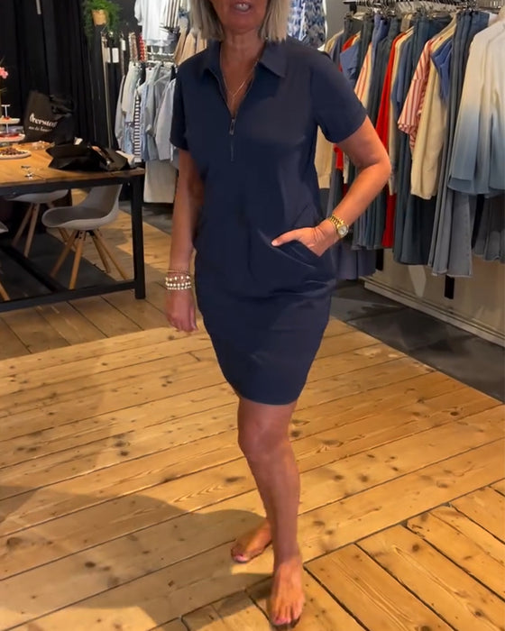 Kleid Revers Reißverschluss