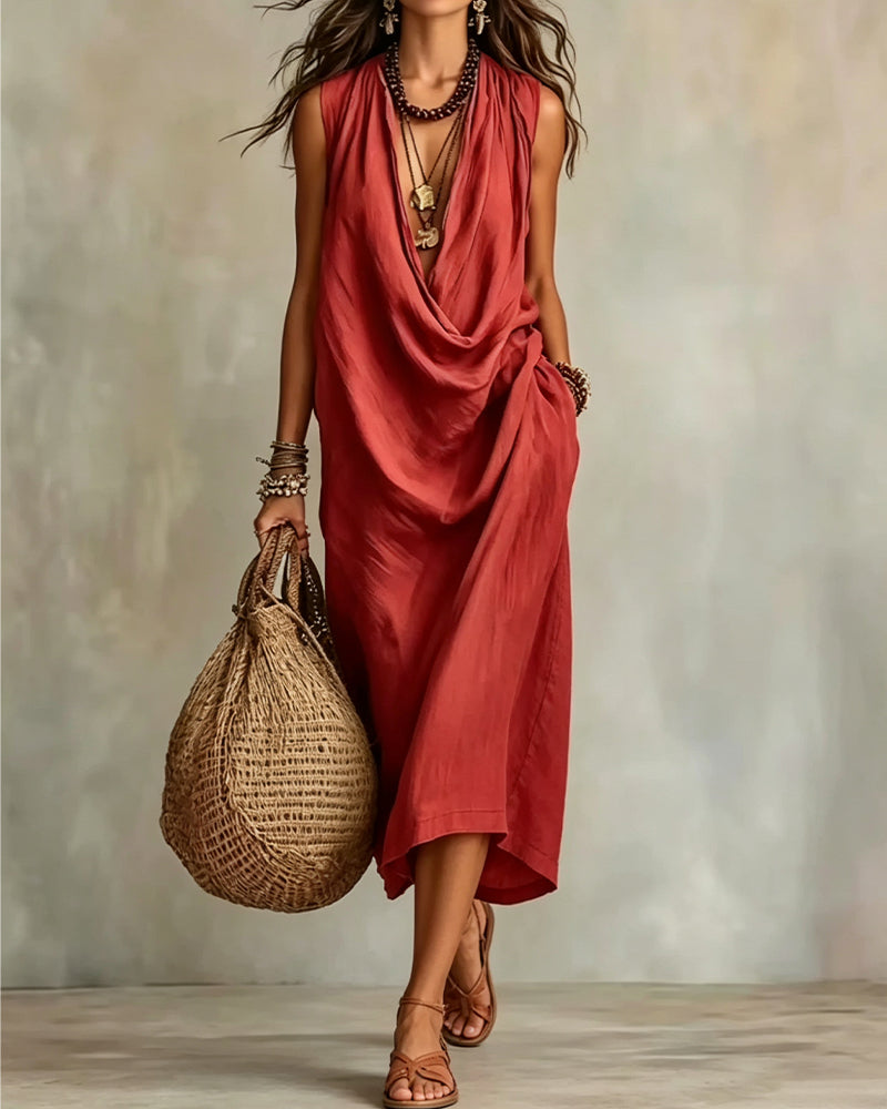 Kleid Ärmellos V-Ausschnitt Mode