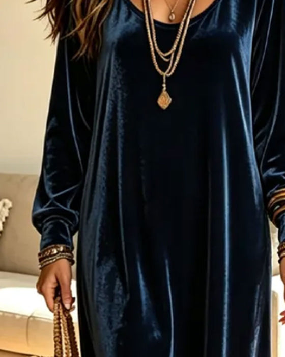 Kleid U-Ausschnitt Puffärmel Ausgestellter Rock Midi