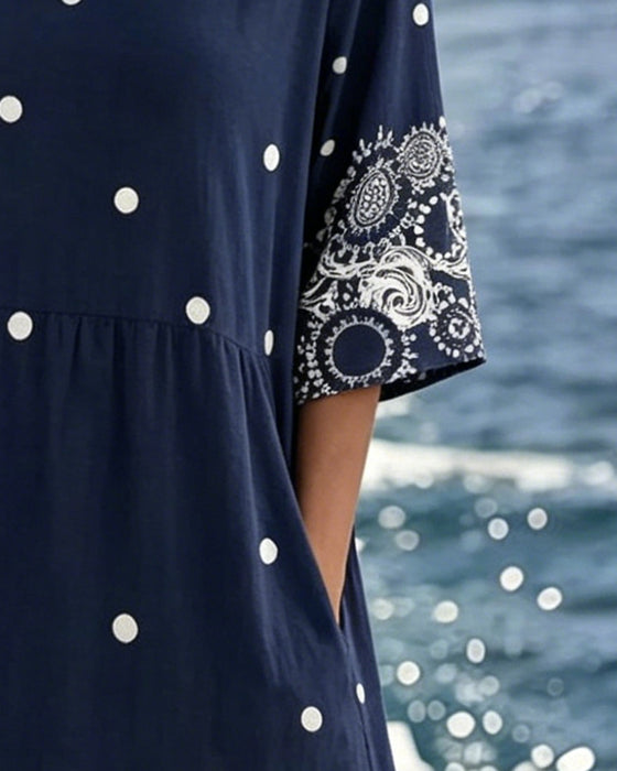 Kleid Gepunktet Punkt Print Locker Sitzend
