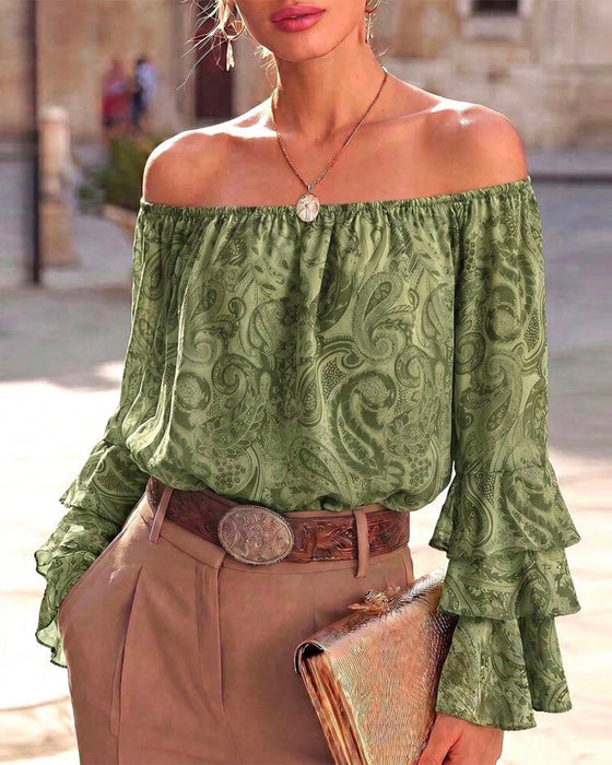 Bluse Stilvoll Off-Shoulder Paisley Druck