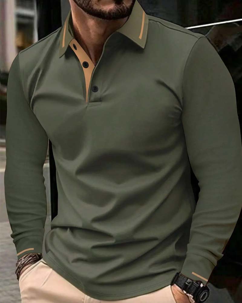 T-Shirt V-Ausschnitt Gerippt Uni Farbe Herren