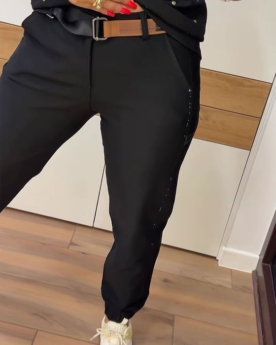 Hose Verjüngt Tasche Gekürzt