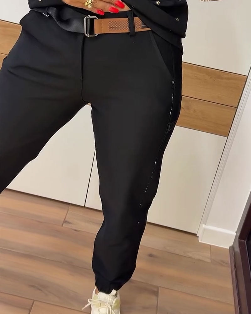 Hose Verjüngt Tasche Gekürzt