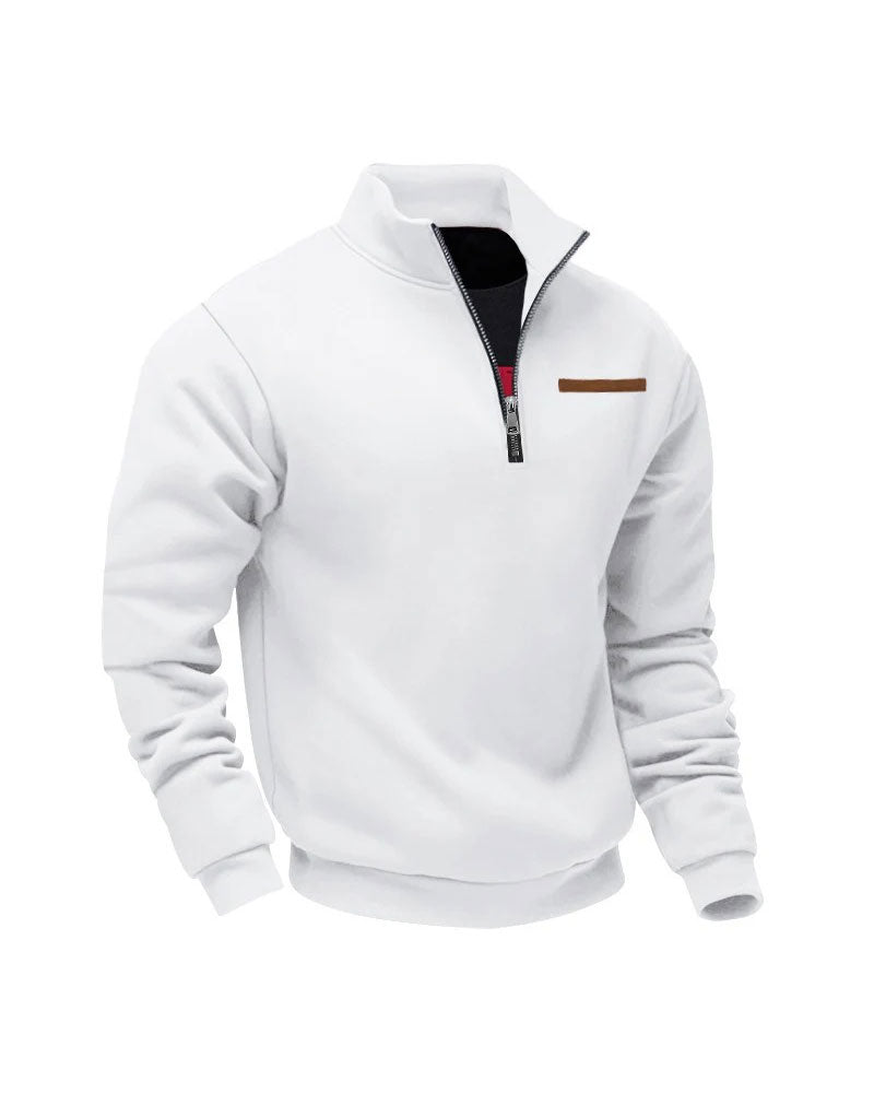 Sweatshirt Unifarbe Stehkragen Reißverschluss