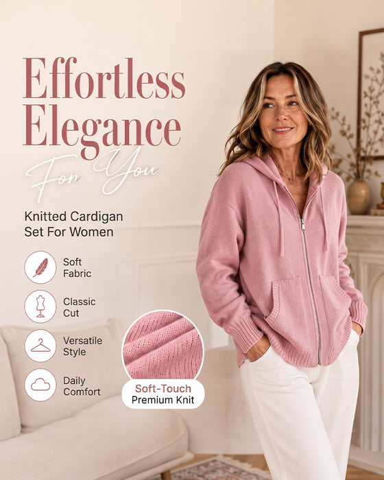 Cardigan Uni Mit Kapuze Reißverschluss