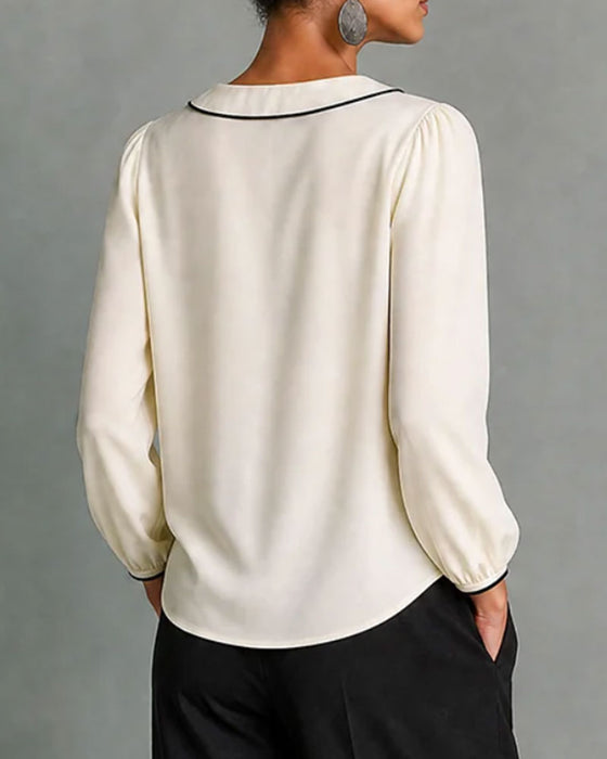 Bluse V-Ausschnitt Langarm