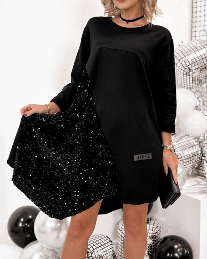 Kleid Rundhals Unregelmäßig