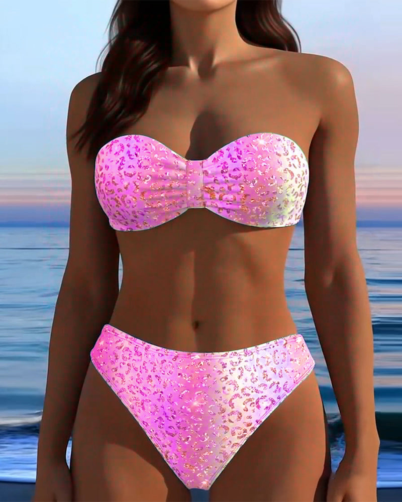 Bikini Leopardenmuster Bandeau