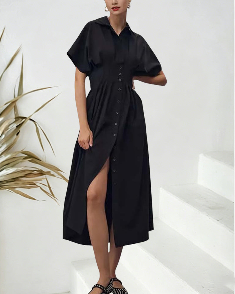 Kleid Einreihig Tailliert Hemd