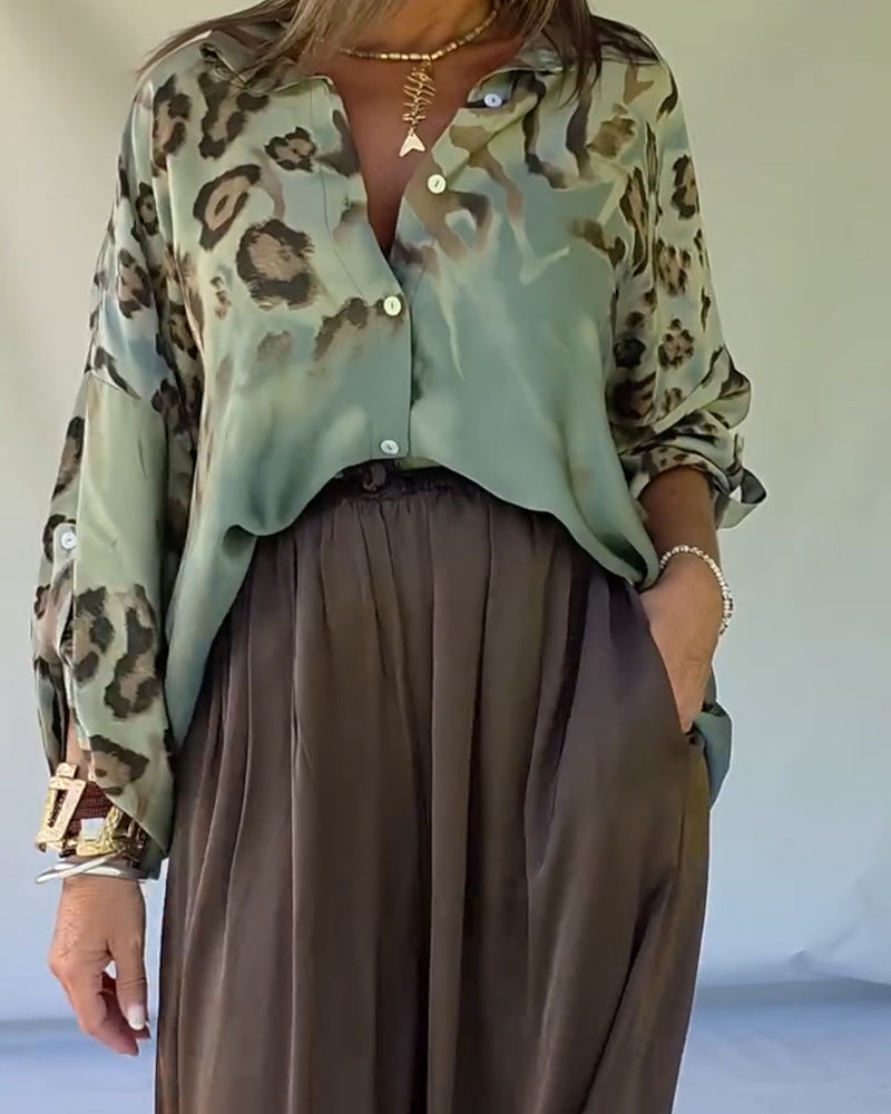 Hemd mit schickem Leopardenmuster und Kragen