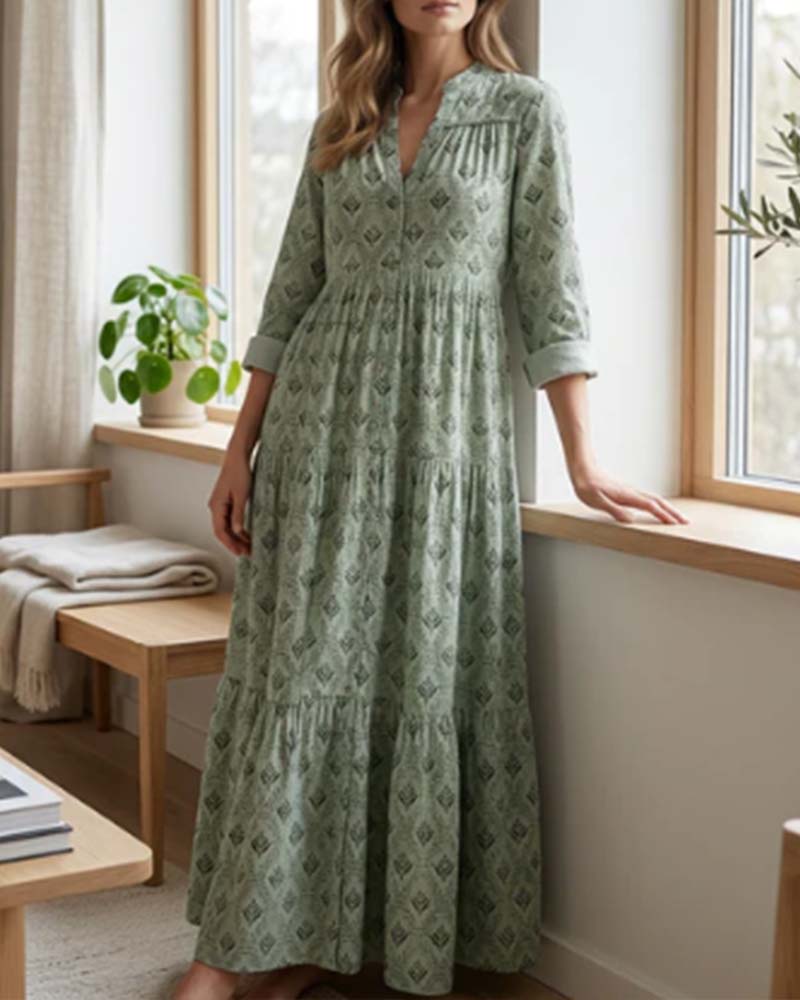 Kleid Vintage V-Ausschnitt Geblümt