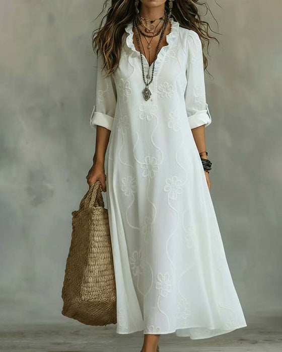 Kleid V-Ausschnitt A-Linie Midi