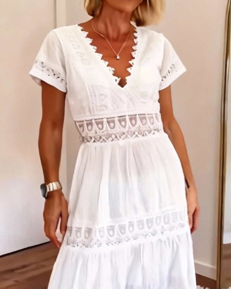 Kleid tiefer V-Ausschnitt Ausschnitt Maxi