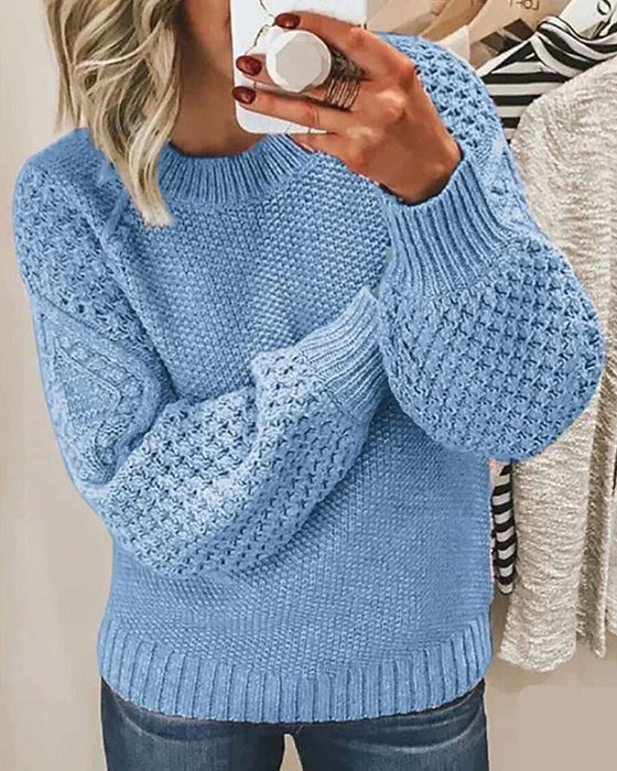 Pullover Vielseitig Uni Farbe Gestrickt