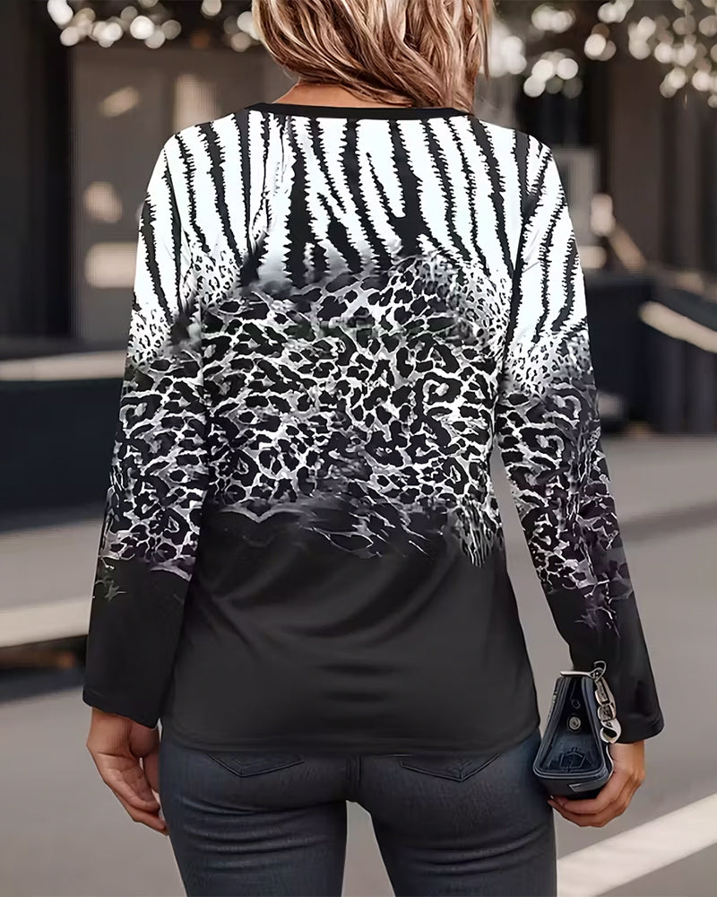 Top Reißverschluss Leopard Und Zebra Druck