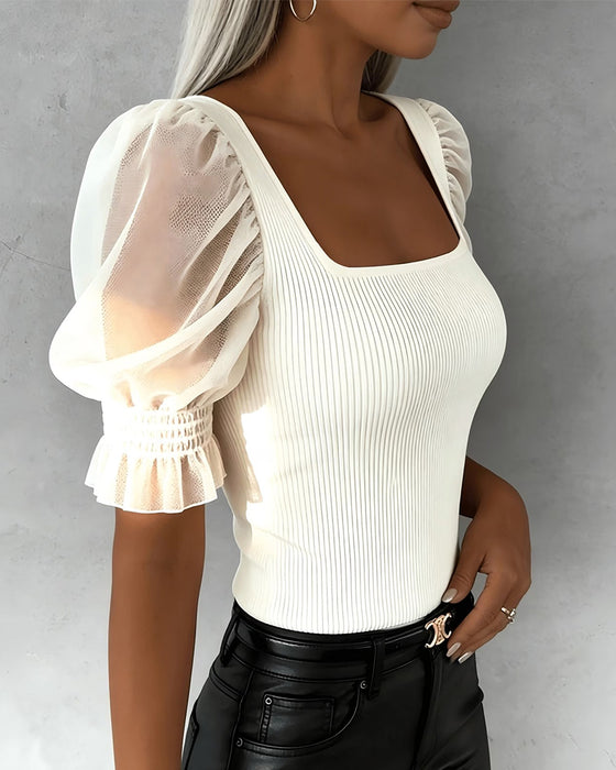 Lässige Bluse mit Puffärmeln