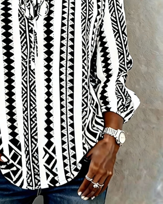 Bluse Trägerlos Schnürung Druck