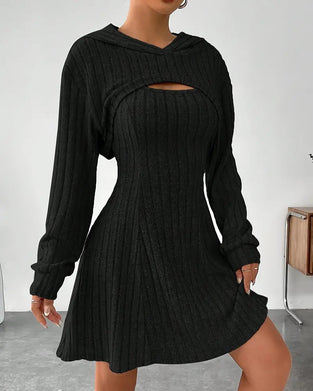 Set Kapuzenpullover Top Tank Kleid Zweiteilig