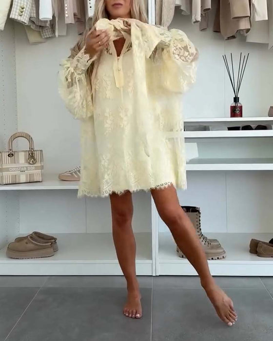 Kleid Set lockerer lässiger Stil bestickt