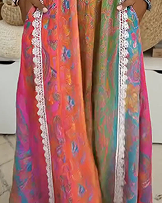 Kleid Bohemian Druck Lang