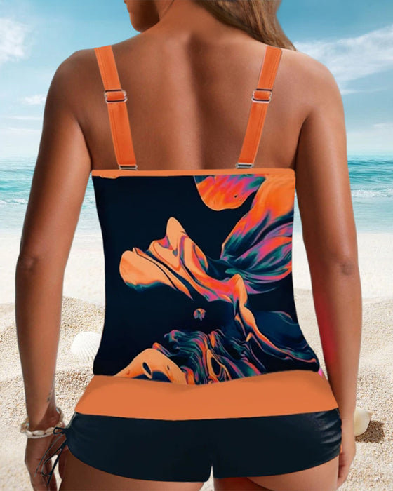 Stylischer bedruckter Tankini-Badeanzug