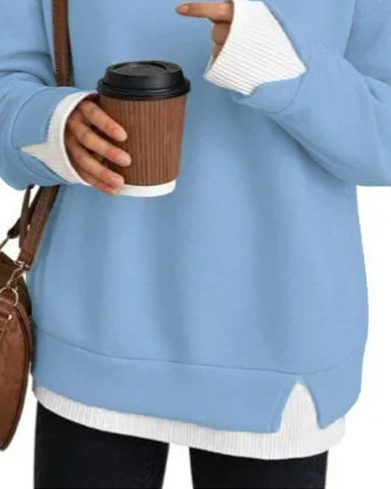 Sweatshirt Gefälscht Geschichtet Locker Langarm