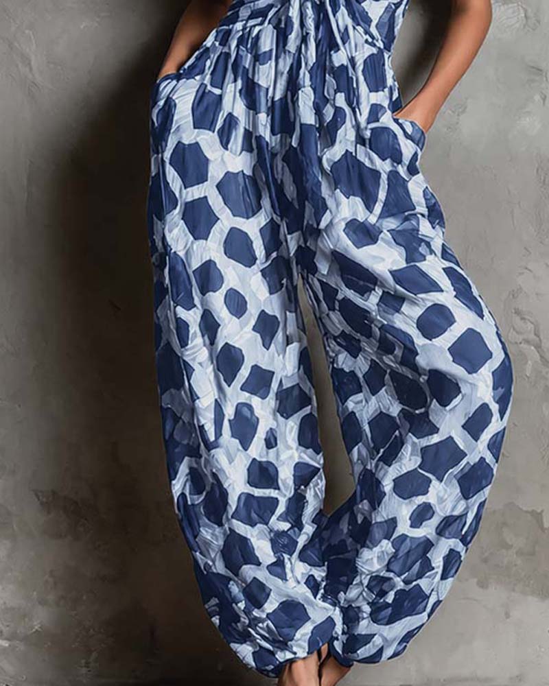 Jumpsuit Leopardenmuster Träger Weites Bein