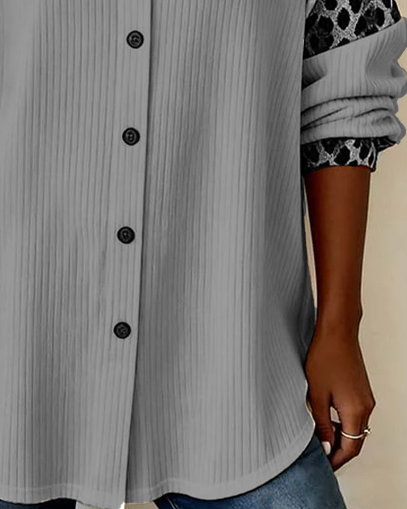 Hemd Revers Knopfleiste Leopardenmuster