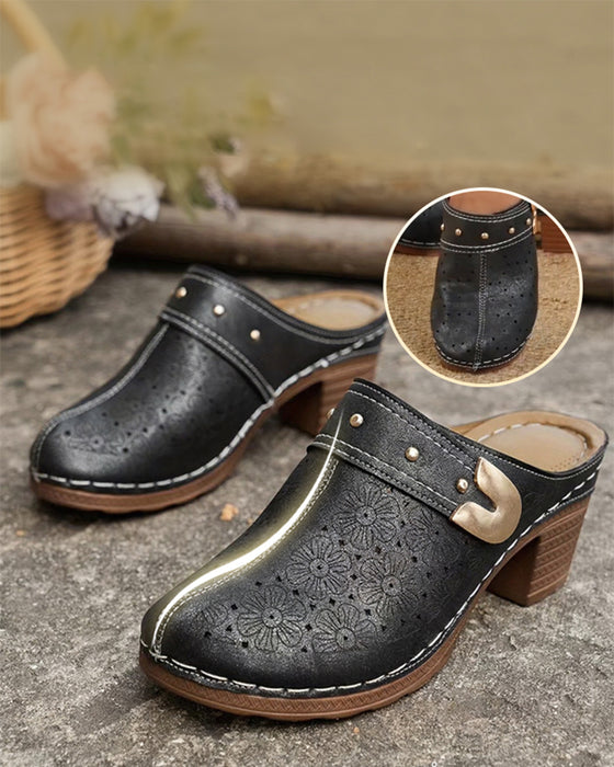 Sandalen Bedeckte Zehe Blockabsatz Schlupf