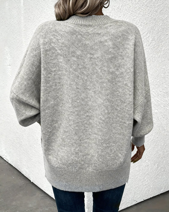 Pullover Laternenärmel V-Ausschnitt
