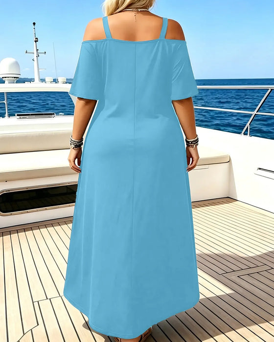 Kleid U-Ausschnitt Träger Off-Shoulder Locker