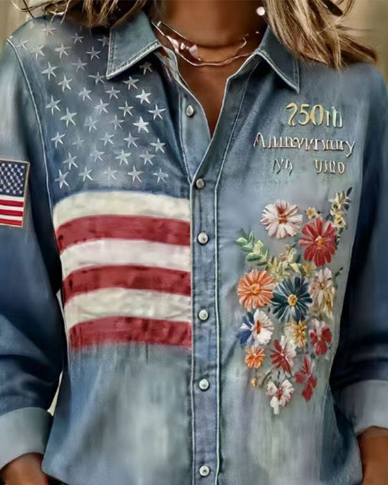 Hemd Umlegekragen Druck Stickerei