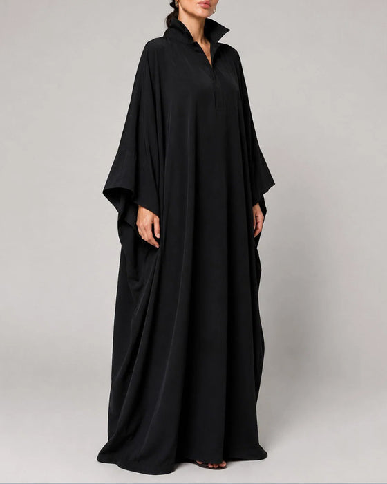 Kleid Revers Fledermausärmel Hemd
