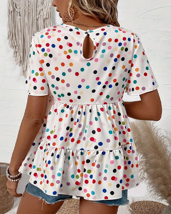 Bluse Bunt Polka Dot Babydoll
