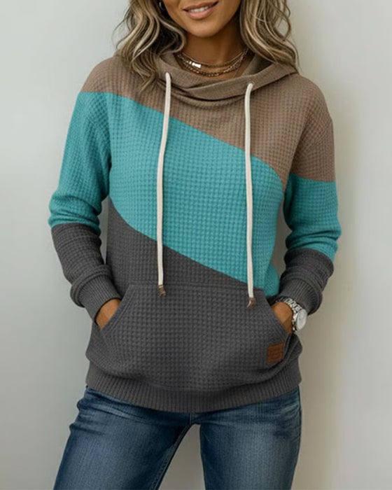 Langarm Kapuzenpullover mit Colorblocking