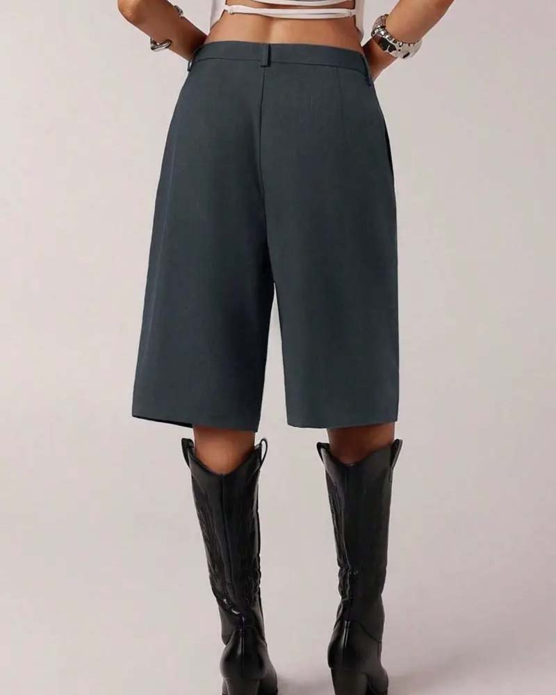 Blazer Hose Bermuda Gerades Bein Tasche Lässig