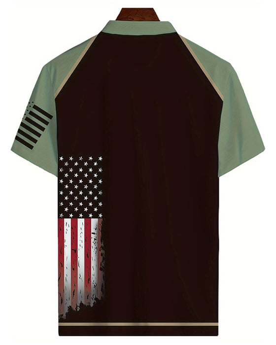 Herren-T-Shirt Mit Revers, Kurzarm