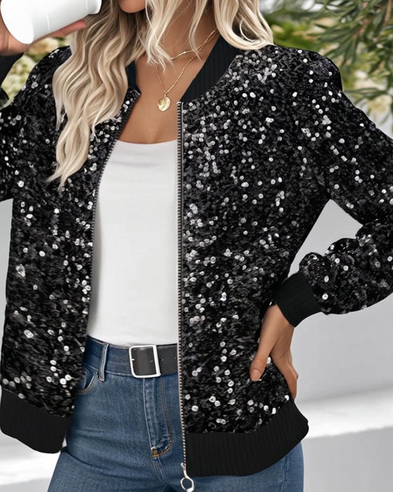 Jacke trendig glitzernd Paillette Outdoor-Jacke