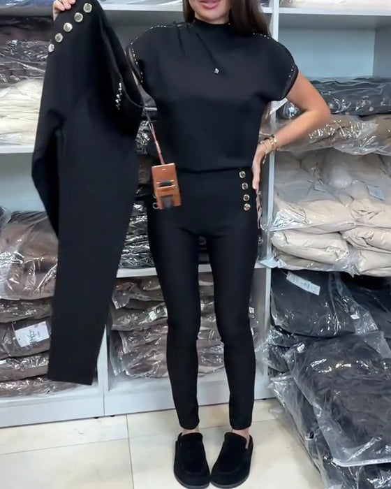 Stilvolle Hose mit Knopfleiste und Stretch