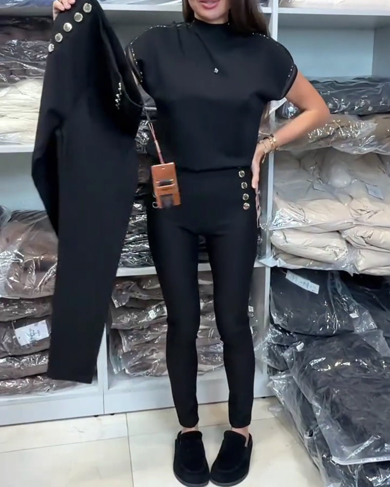 Stilvolle Hose mit Knopfleiste und Stretch