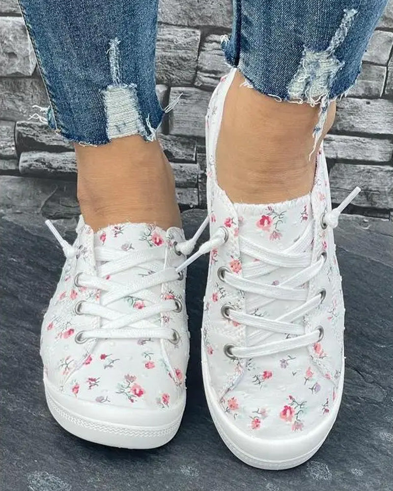 Schuhe Blumenprint Mode Lässig Stoff