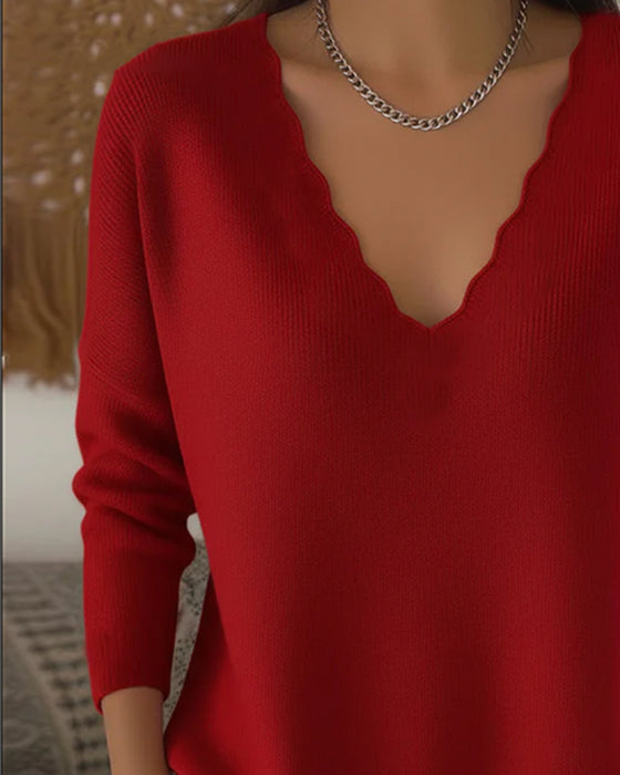 Pullover V-Ausschnitt weich gestrickt