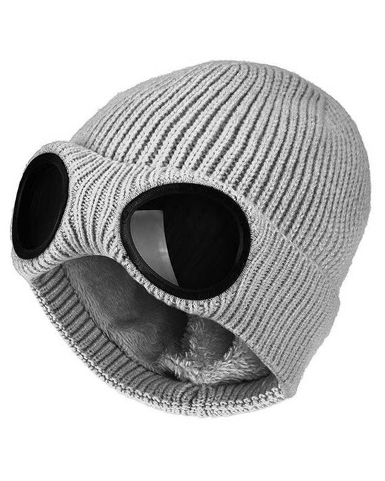 Unisex Einfarbige Goggle-Linsen-Design Beanie Mütze